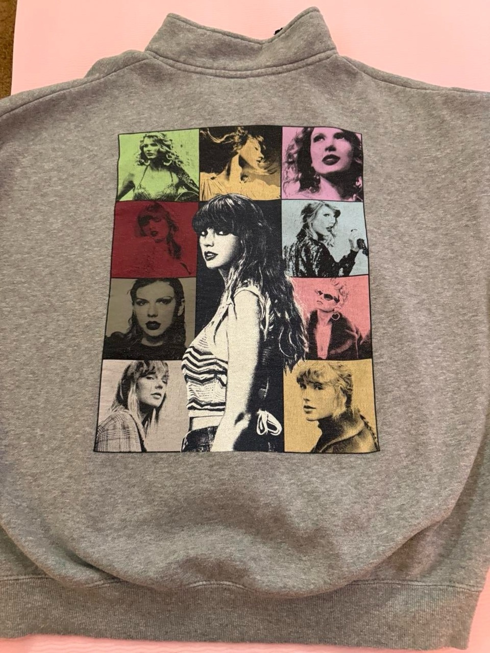 Taylor Swift Gray Pullover Sweatshirt with Multi-Color Photo Grid